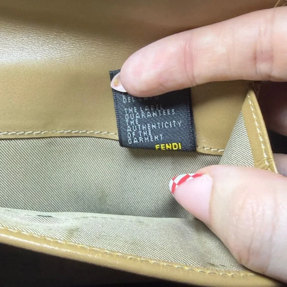 Beige Fendi Zucchino monogram canvas and leather bifold wallet